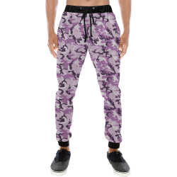 Woodland Pink Purple Camouflage Men's All Over Print Sweatpants/Large Size (Model L11)