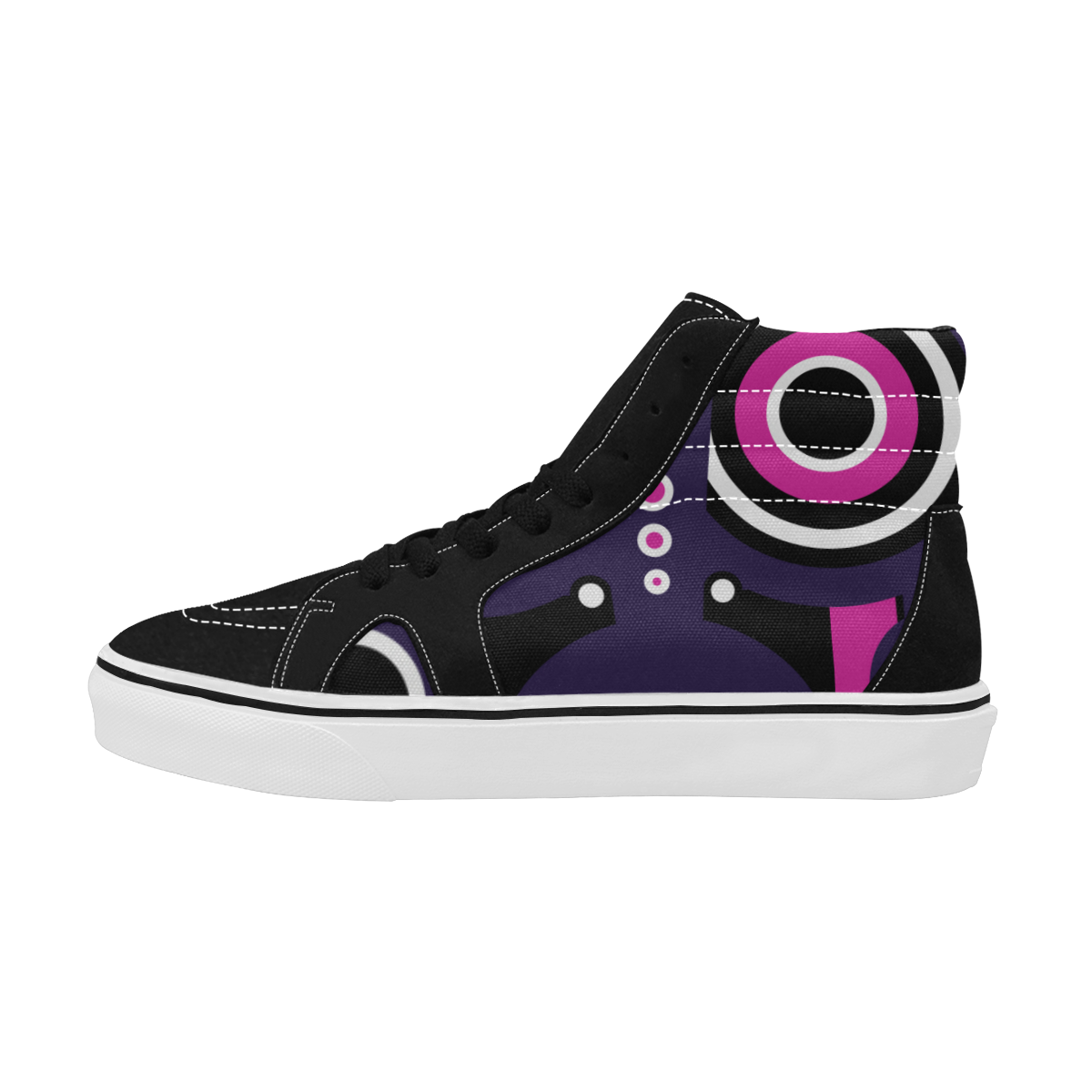 Pink Purple Tiki Tribal Women's High Top Skateboarding Shoes/Large (Model E001-1)