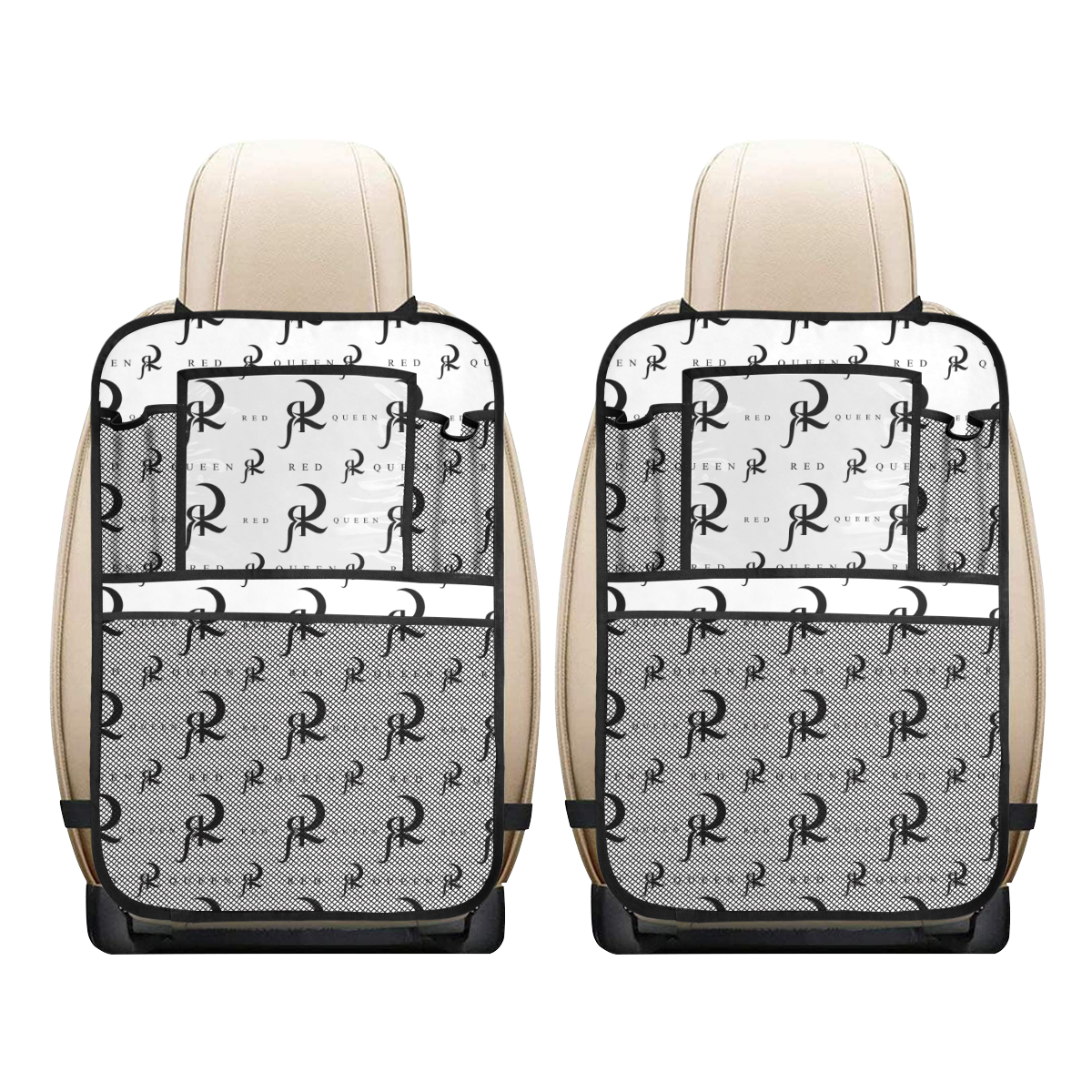 RED QUEEN BLACK & WHITE PATTERN ALL OVER Car Seat Back Organizer (2-Pack)