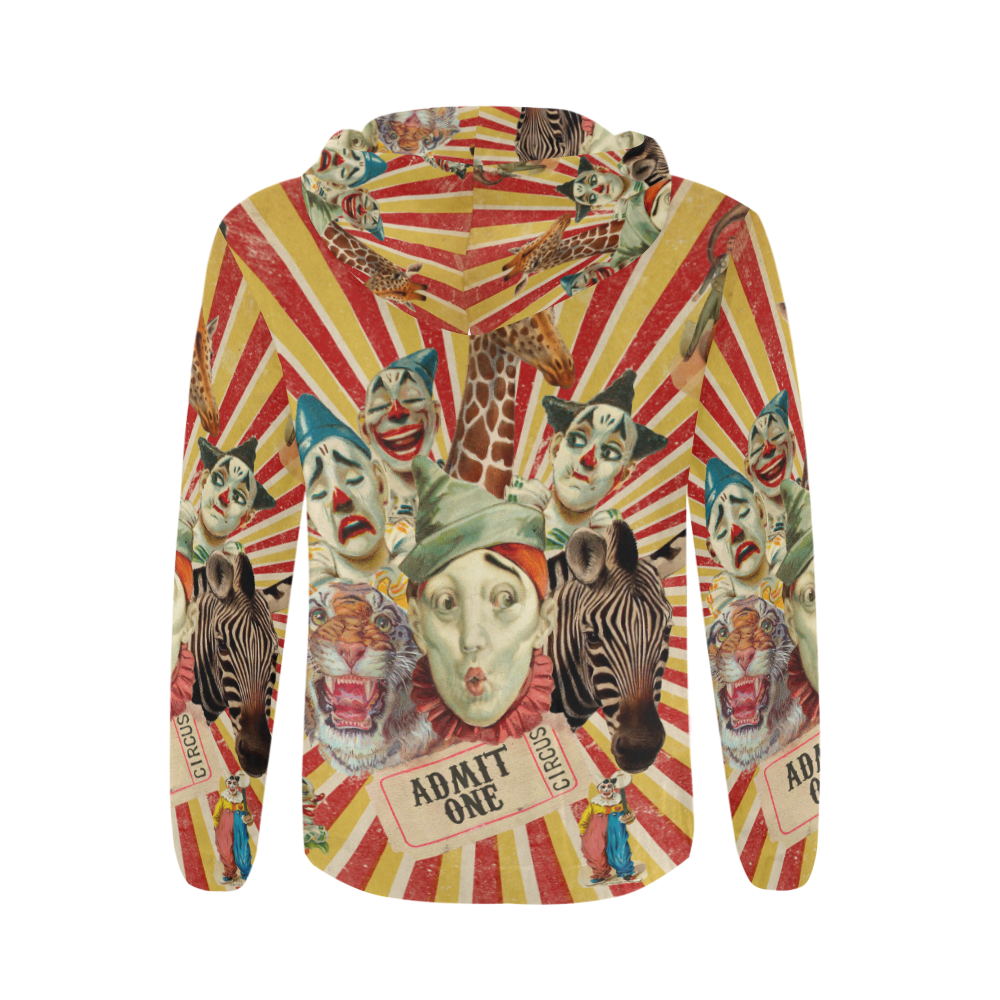 Funny Vintage Circus Clowns All Over Print Full Zip Hoodie for Men/Large Size (Model H14)