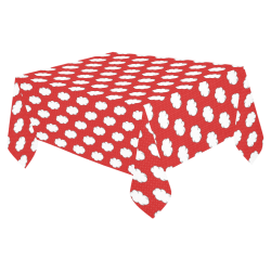 Clouds with Polka Dots on Red Cotton Linen Tablecloth 52"x 70"