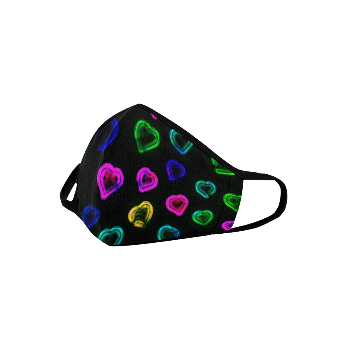 blurry neon hearts Mouth Mask