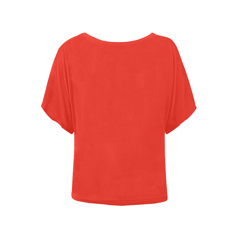 Pomegranate Solid Women's Batwing-Sleeved Blouse T shirt (Model T44)