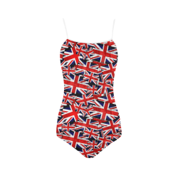 Union Jack British UK Flag - White Straps Strap Swimsuit ( Model S05)