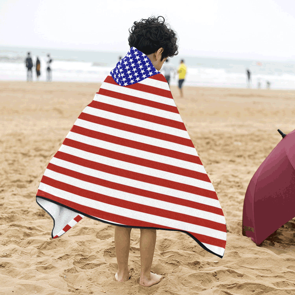 Patriotic USA Stars and Stripes Kids' Hooded Bath Towels