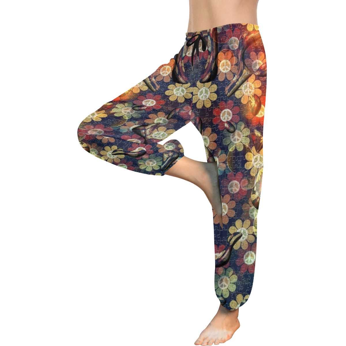 Flower of Power by Nico Bielow Women's All Over Print Harem Pants (Model L18)
