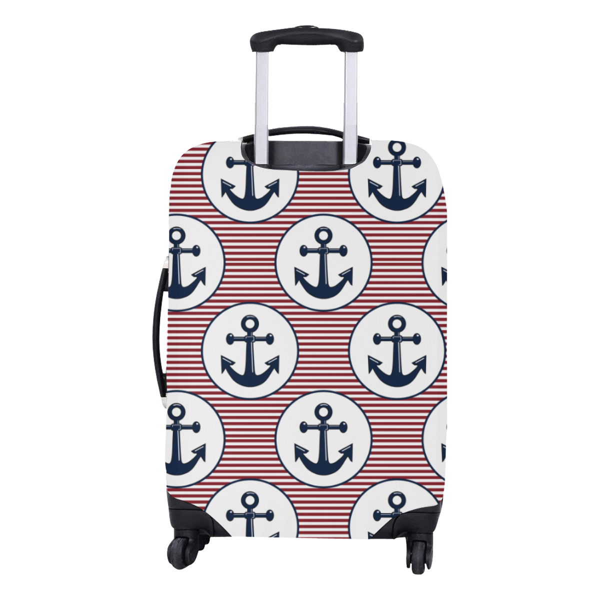 navy and red anchor nautical design Luggage Cover/Medium 22"-25"