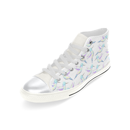 Cute Hummingbirds with iridescent feathers High Top Canvas Shoes for Kid (Model 017)