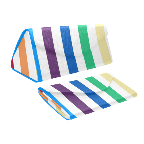 Rainbow Stripes with White Custom Foldable Glasses Case