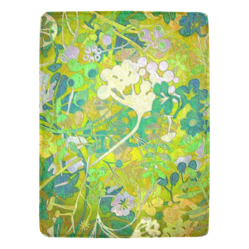 floral 1 vintage abstract in green Ultra-Soft Micro Fleece Blanket 60"x80"