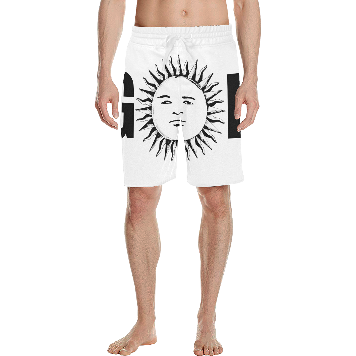 GOD Casual Shorts White Men's All Over Print Casual Shorts (Model L23)