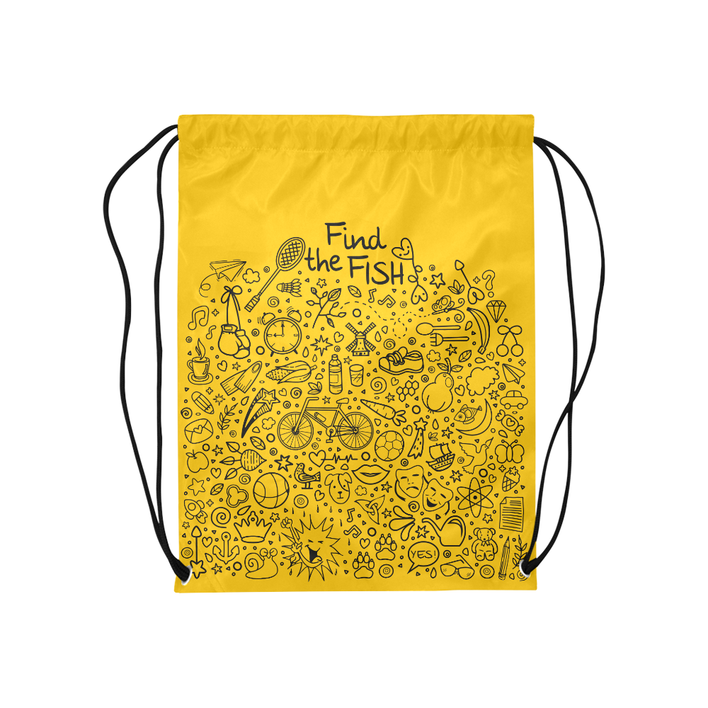 Picture Search Riddle - Find The Fish 1 Medium Drawstring Bag Model 1604 (Twin Sides) 13.8"(W) * 18.1"(H)