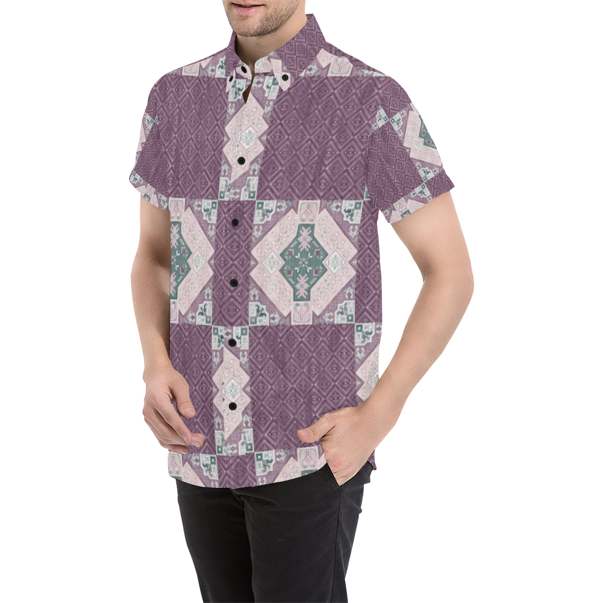 Exclusive Graphic Pattern Men's All Over Print Short Sleeve Shirt/Large Size (Model T53)