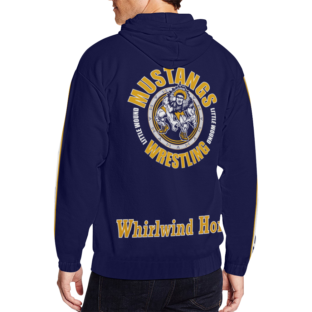 Little Wound Mustangs Whirlwind Horse All Over Print Full Zip Hoodie for Men/Large Size (Model H14)