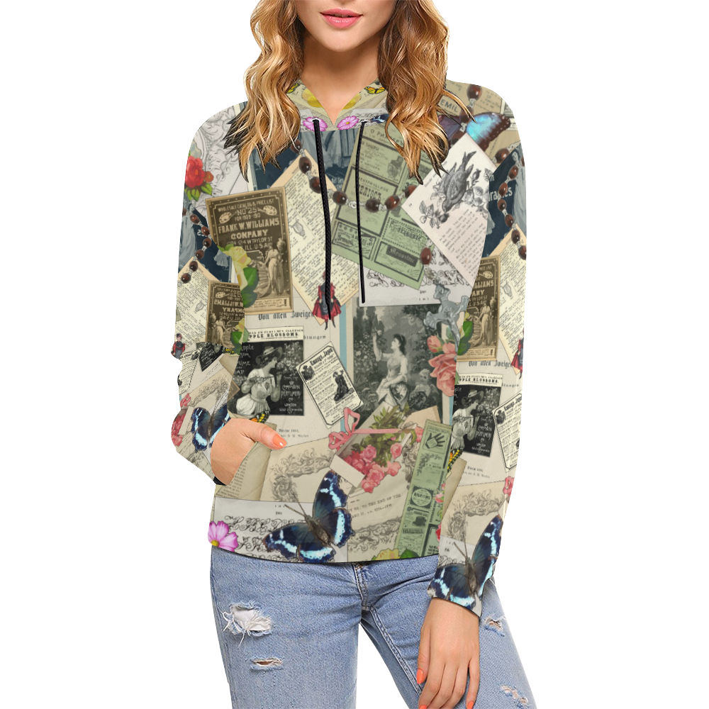 Vintage pages All Over Print Hoodie for Women (USA Size) (Model H13)