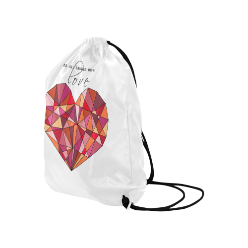 RED HEART WIREFRAME Large Drawstring Bag Model 1604 (Twin Sides)  16.5"(W) * 19.3"(H)