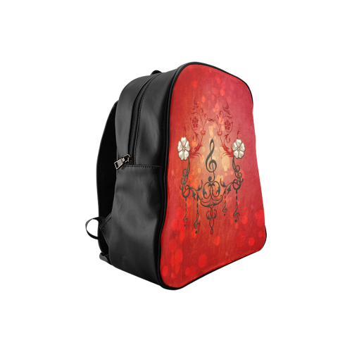 Music clef with floral design School Backpack (Model 1601)(Small)