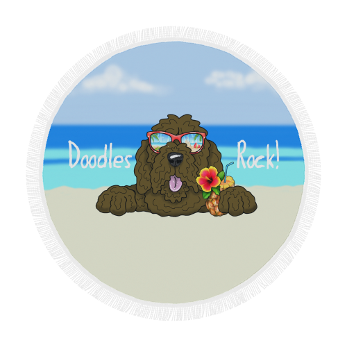 Doodle Chocolate-Beach Circular Beach Shawl 59"x 59"