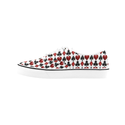 Las Vegas Black and Red Casino Poker Card Shapes Classic Women's Canvas Low Top Shoes (Model E001-4)