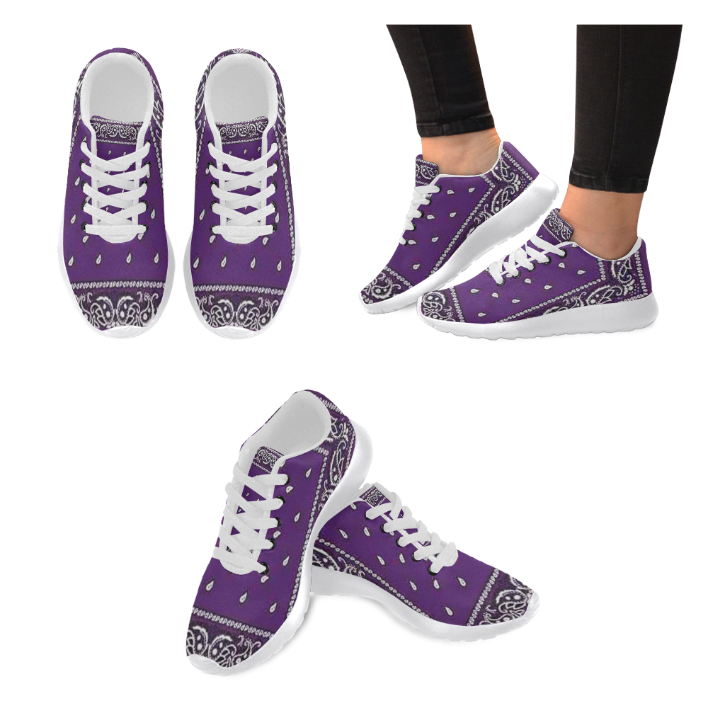 Purple Bandana Men-White Men’s Running Shoes (Model 020)