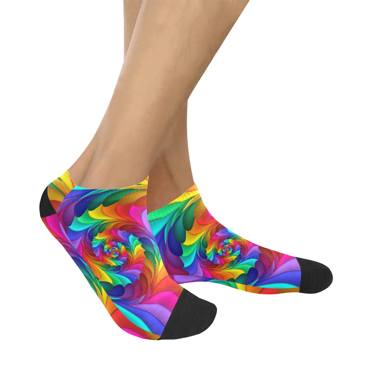 RAINBOW CANDY SWIRL Women's Ankle Socks