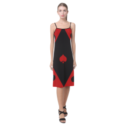 Las Vegas Black Red Play Card Shapes Alcestis Slip Dress (Model D05)