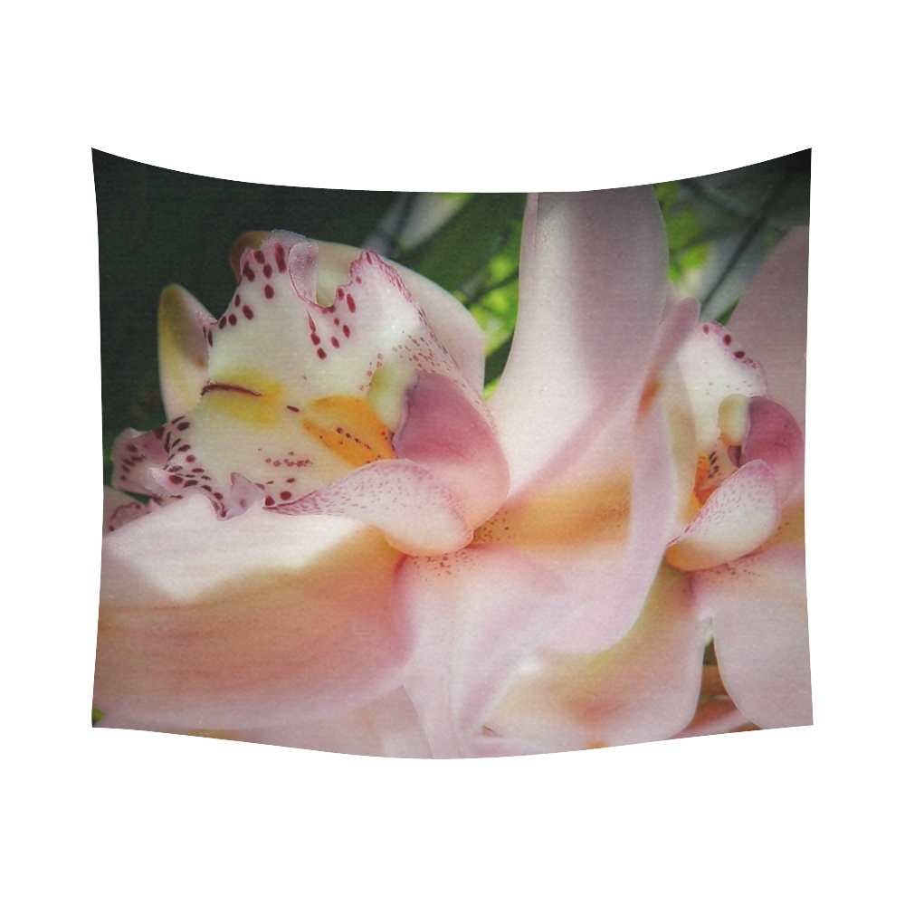 pink orchid Cotton Linen Wall Tapestry 60"x 51"