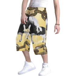Horse in black and white Men's All Over Print Baggy Shorts (Model L37)