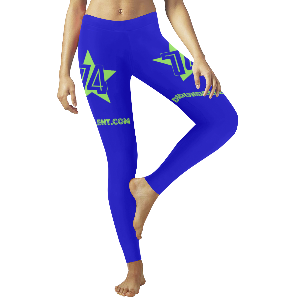 Dundealent 745 star Seahawks Blue Women's Low Rise Leggings (Invisible Stitch) (Model L05)