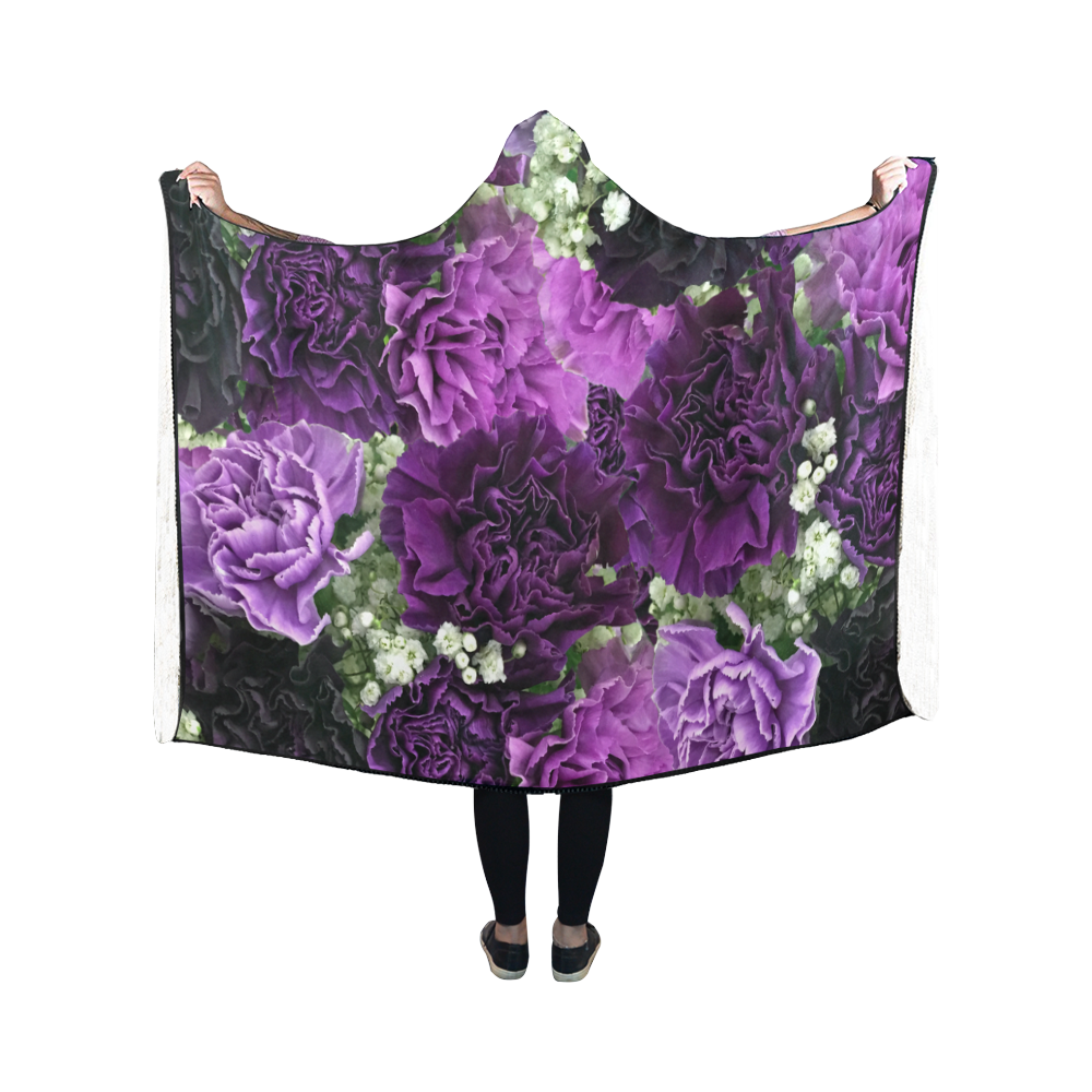Little Purple Carnations Hooded Blanket 50''x40''