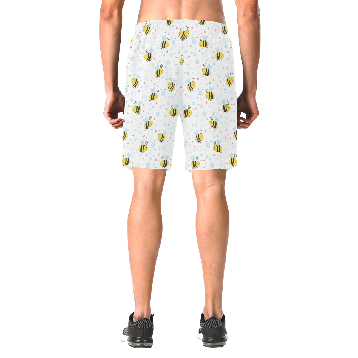 Cute Bee Pattern Men's All Over Print Elastic Beach Shorts (Model L20)