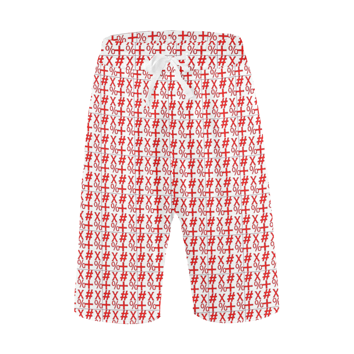 NUMBERS Collection Symbols Red/White Men's All Over Print Casual Shorts (Model L23)