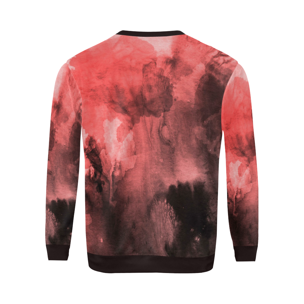 Red and Black Watercolour All Over Print Crewneck Sweatshirt for Men/Large (Model H18)
