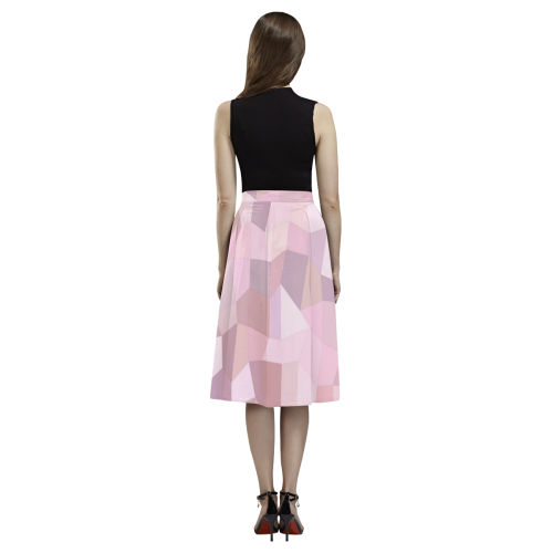 Pastel Pink Mosaic Aoede Crepe Skirt (Model D16)