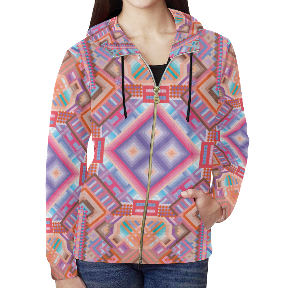 Researcher All Over Print Full Zip Hoodie for Women (Model H14)