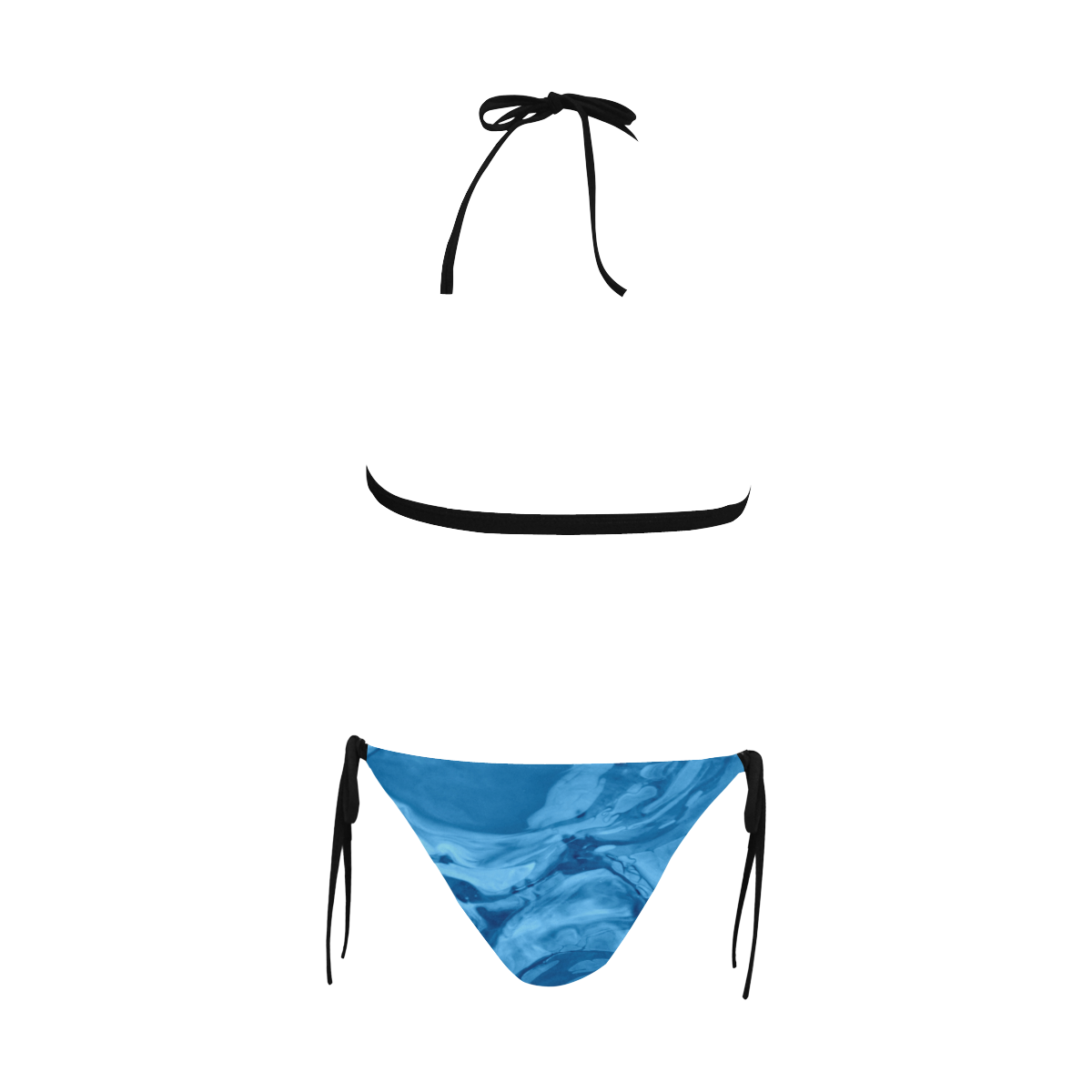 Blue Crush Swirl Paint. Buckle Front Halter Bikini Swimsuit (Model S08)