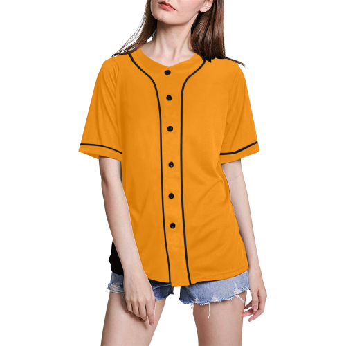color dark orange All Over Print Baseball Jersey for Women (Model T50)