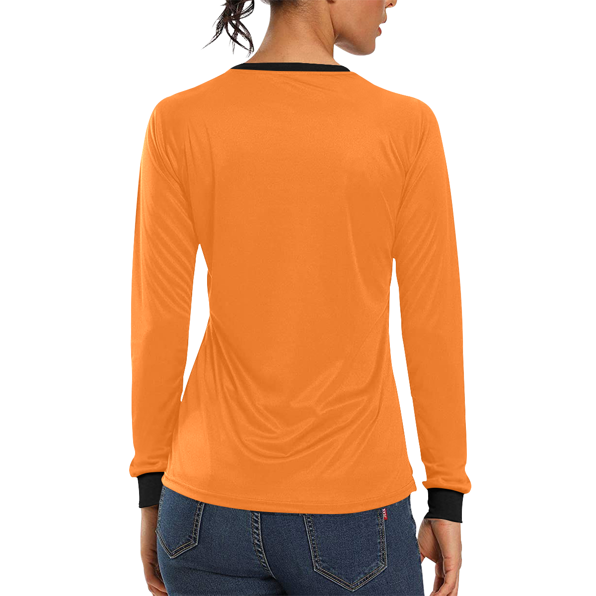 color pumpkin Women's All Over Print Long Sleeve T-shirt (Model T51)