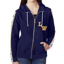 Little Wound Mustangs Whirlwind Horse All Over Print Full Zip Hoodie for Women (Model H14)