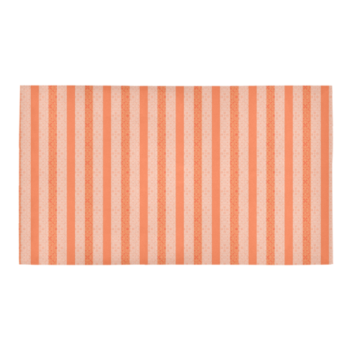 Living Coral Color Stripes Doodle Bath Rug 16''x 28''