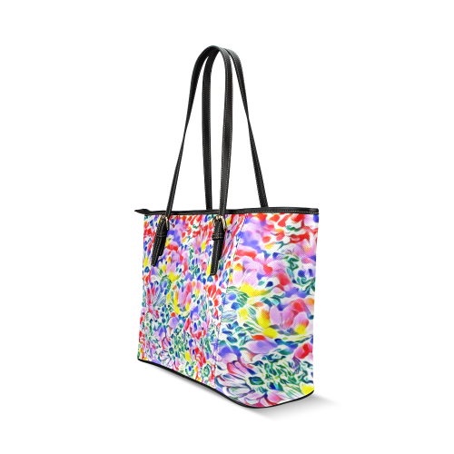 Floral Summer Greetings 1A by JamColors Leather Tote Bag/Small (Model 1640)