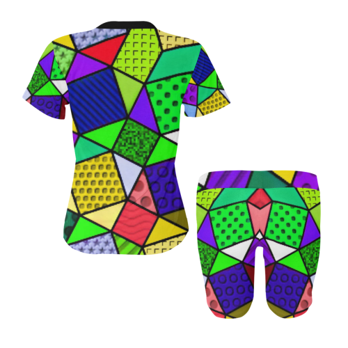 funny doodle pattern 11163C Women's Short Yoga Set