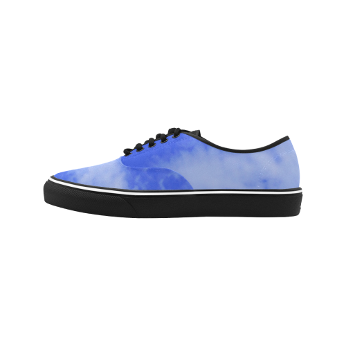Blue Clouds black sole Classic Women's Canvas Low Top Shoes (Model E001-4)