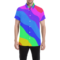 Bold Rainbow Fashion Men's All Over Print Short Sleeve Shirt (Model T53)