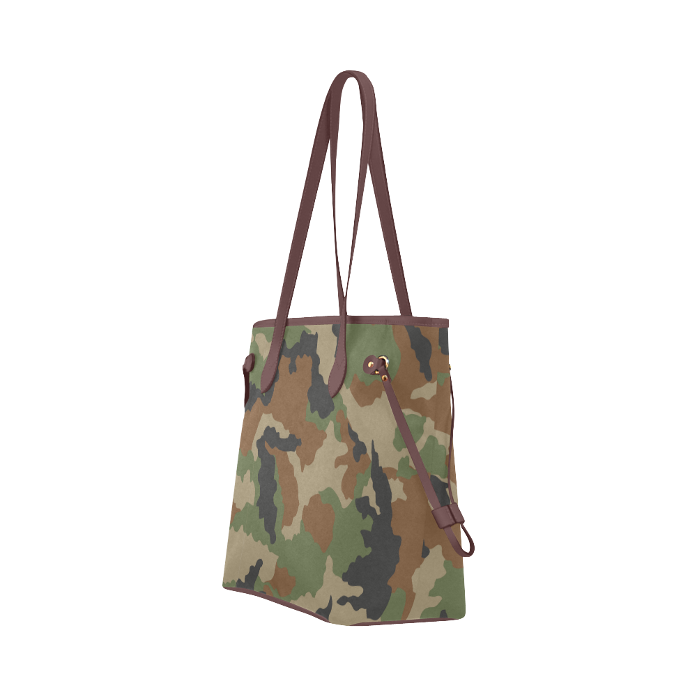 Woodland Camo Pattern Clover Canvas Tote Bag (Model 1661)