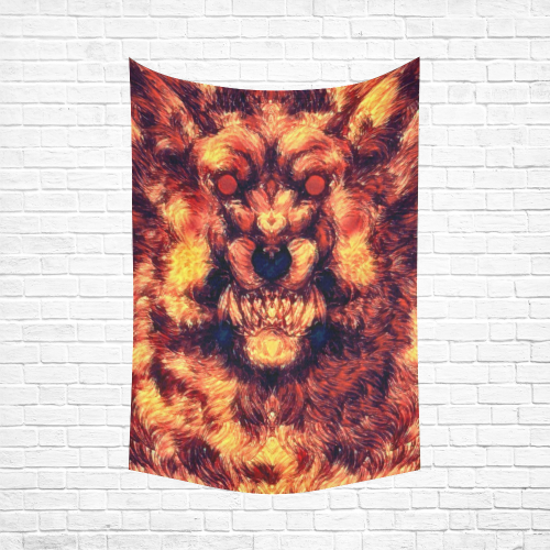 3D Fire Werewolf Cotton Linen Wall Tapestry 60"x 90"