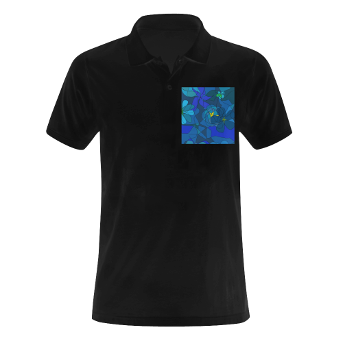 Abstract Blue Floral Design 2020 Men's Polo Shirt (Model T24)