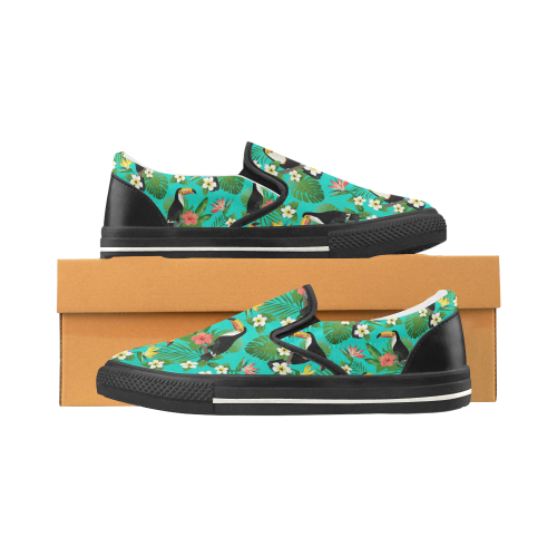 Tropical Summer Toucan Pattern Slip-on Canvas Shoes for Kid (Model 019)