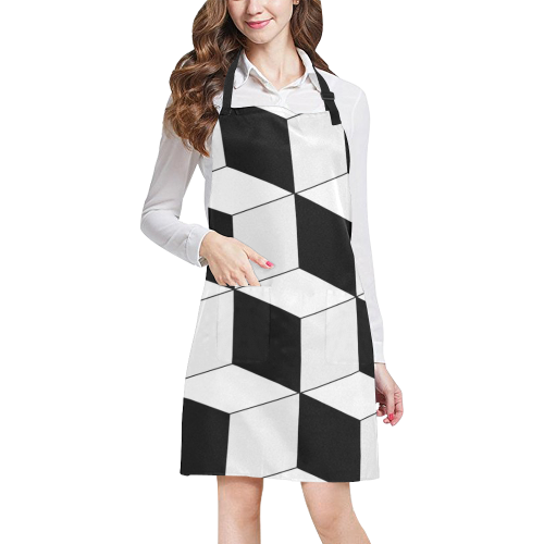 Abstract geometric pattern - black and white. All Over Print Apron