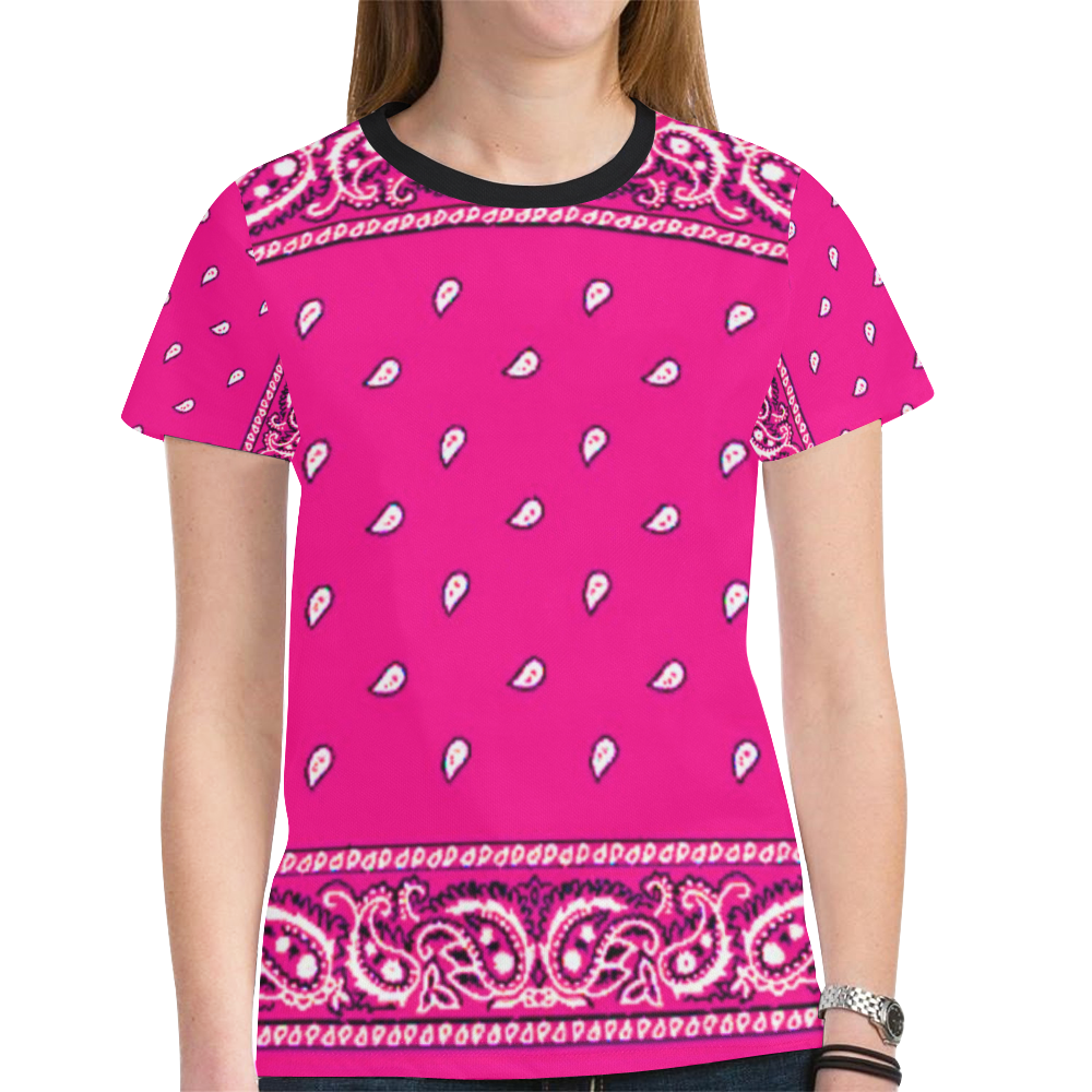 KERCHIEF PATTERN PINK New All Over Print T-shirt for Women (Model T45)